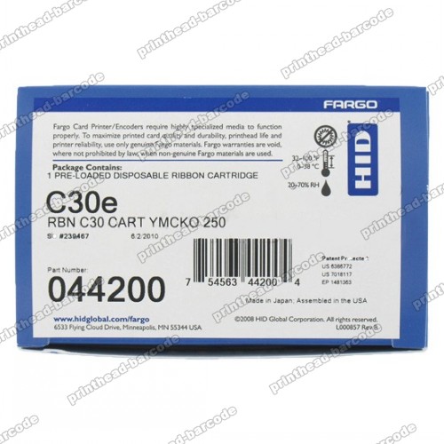 Fargo 44200 Color Ribbon YMCKO 250 prints for C30 DTC300